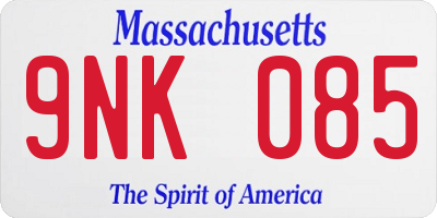 MA license plate 9NK085