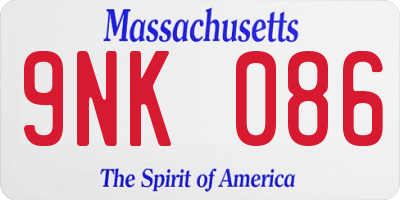 MA license plate 9NK086