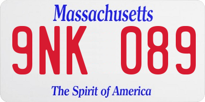 MA license plate 9NK089