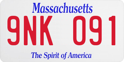 MA license plate 9NK091