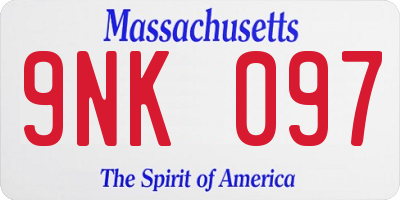 MA license plate 9NK097