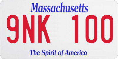 MA license plate 9NK100