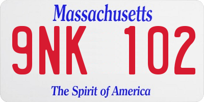 MA license plate 9NK102