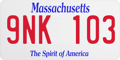 MA license plate 9NK103