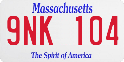 MA license plate 9NK104