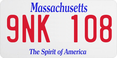 MA license plate 9NK108