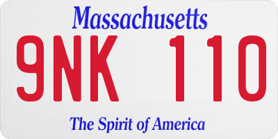 MA license plate 9NK110