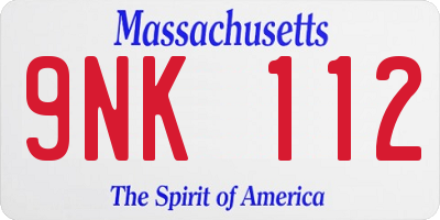 MA license plate 9NK112