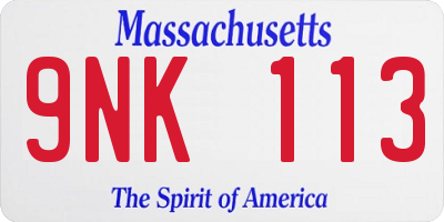 MA license plate 9NK113