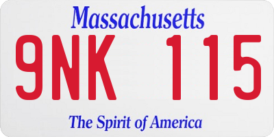 MA license plate 9NK115