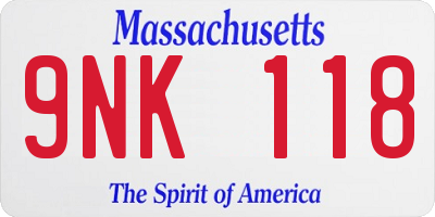 MA license plate 9NK118