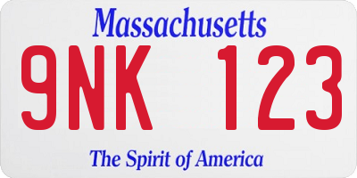 MA license plate 9NK123