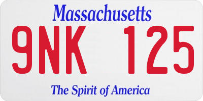 MA license plate 9NK125