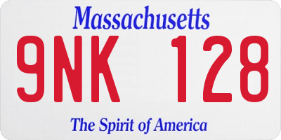 MA license plate 9NK128