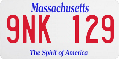 MA license plate 9NK129
