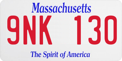 MA license plate 9NK130