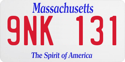 MA license plate 9NK131