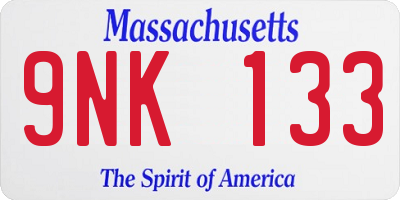 MA license plate 9NK133