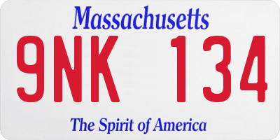 MA license plate 9NK134