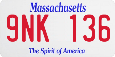 MA license plate 9NK136