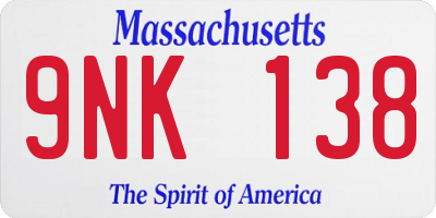 MA license plate 9NK138