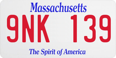 MA license plate 9NK139