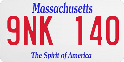 MA license plate 9NK140