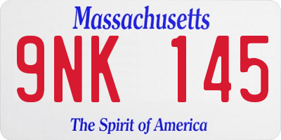 MA license plate 9NK145