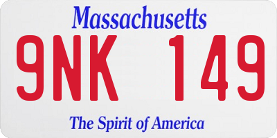 MA license plate 9NK149