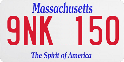 MA license plate 9NK150