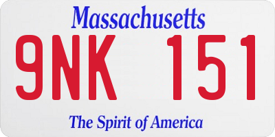 MA license plate 9NK151