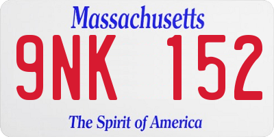 MA license plate 9NK152