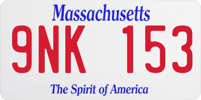 MA license plate 9NK153