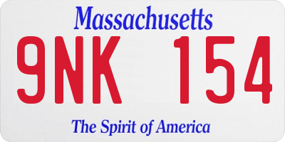MA license plate 9NK154