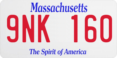MA license plate 9NK160