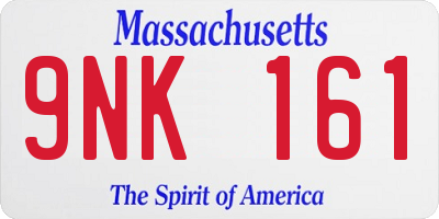 MA license plate 9NK161