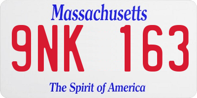 MA license plate 9NK163