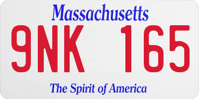 MA license plate 9NK165
