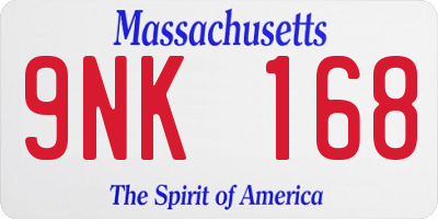 MA license plate 9NK168