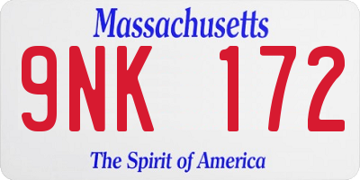 MA license plate 9NK172