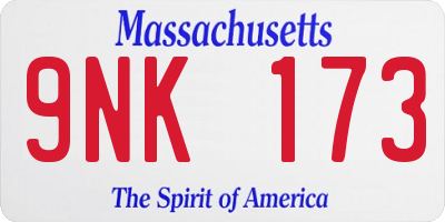 MA license plate 9NK173