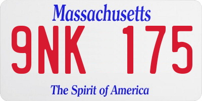 MA license plate 9NK175