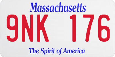 MA license plate 9NK176