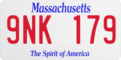 MA license plate 9NK179