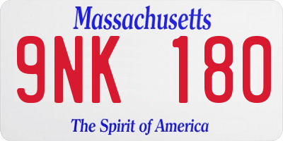 MA license plate 9NK180