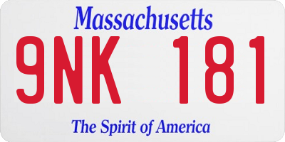 MA license plate 9NK181