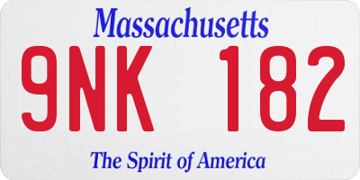 MA license plate 9NK182