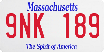 MA license plate 9NK189