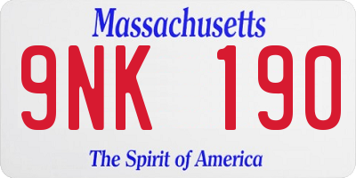 MA license plate 9NK190