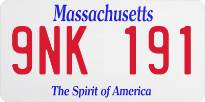MA license plate 9NK191
